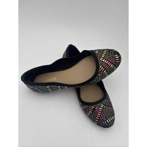 Thalía Sodi Black/ Multicolors Beaded Flats Size‎ 6 Us